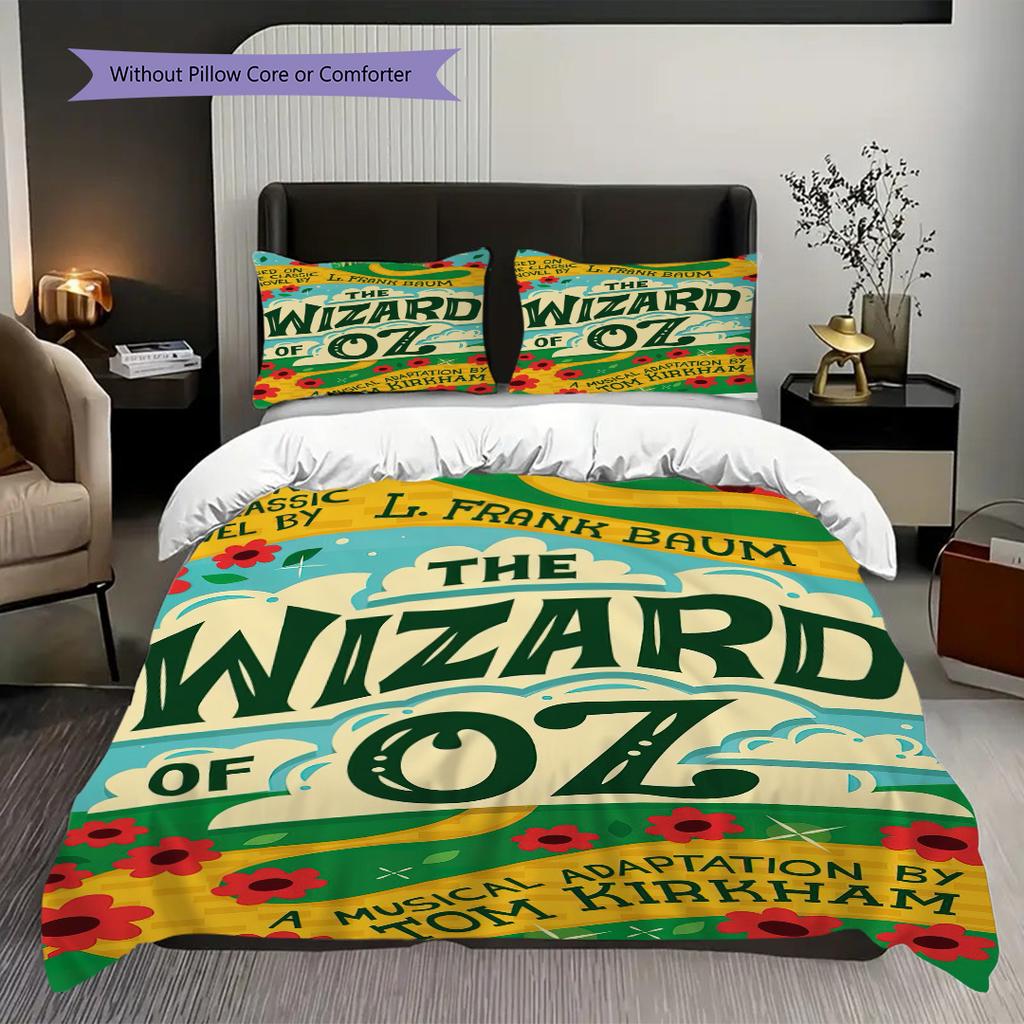 1PC The Wizard of Oz Pattern Bedding Quilt Set Quilt Cover Pillowcase Home Decoration Birthday Gift (1 * Duvet Cover + 2 * Pillowcase, Without Core)