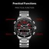 Top Brand Multifunctional Dual Display Electronic Watch Sport Men's Watch Steel Strap Quartz Wrist Watch