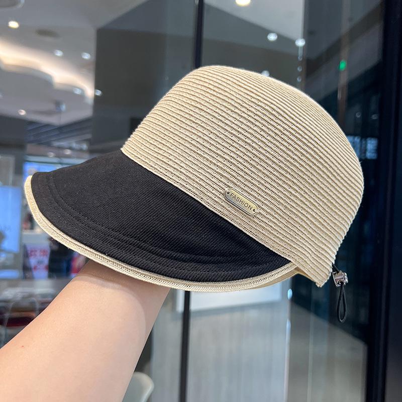 Sunscreen hat women's new straw duck tongue bucket hat showing face small outdoor face visor sun hat women's