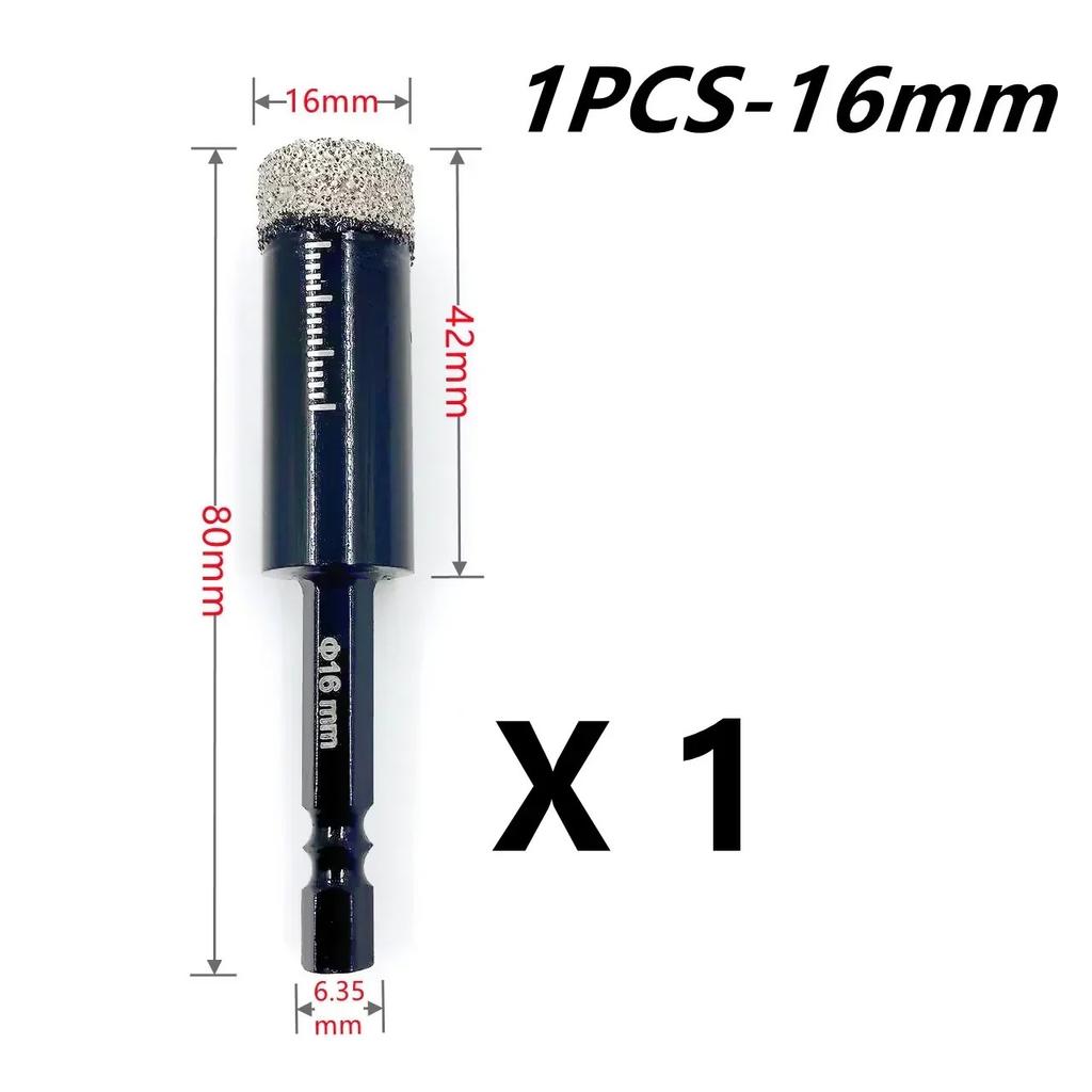 Hexagonal Shank Brazed Dry Diamond Drill Bit 5‑16mm Hole Saw for Granite Porcelain Stone, Professional Sharp Hole Opener Cutter