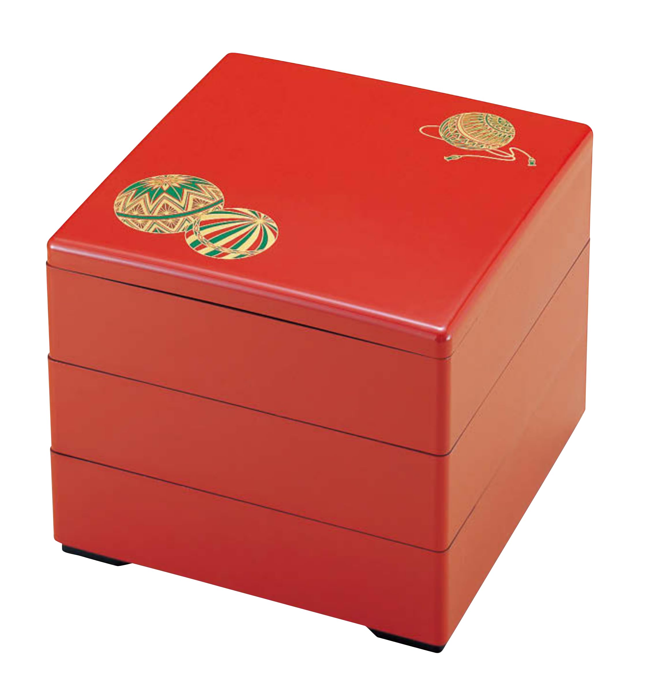 

Вакаидзуми Дзюбако Красный Темари 3 Лаковая посуда, Коробка 5,5 дюймов, (Черный интерьер), Тирс, H-166-8A