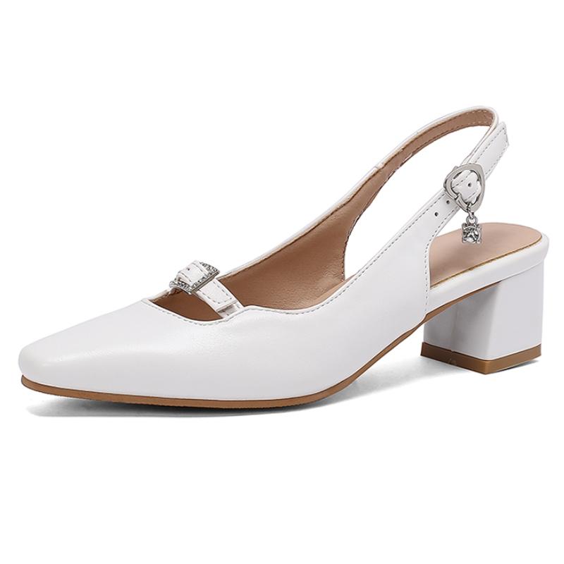 

Туфлі-човники на середньому підборі з ремінцем на п яті Жіночі 2024 Елегантні із закритим носком Чорні Сині Червоні Бежеві На підборах Офісні Весільні Жіночі Сандалі 50 білий