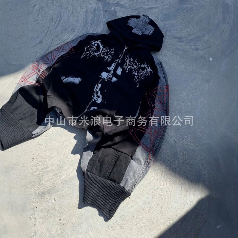 Unisex Oversized Hooded Sweatshirt With 3D Printed Graphic Streetwear Style Black Casual Long Sleeve Zip-Up