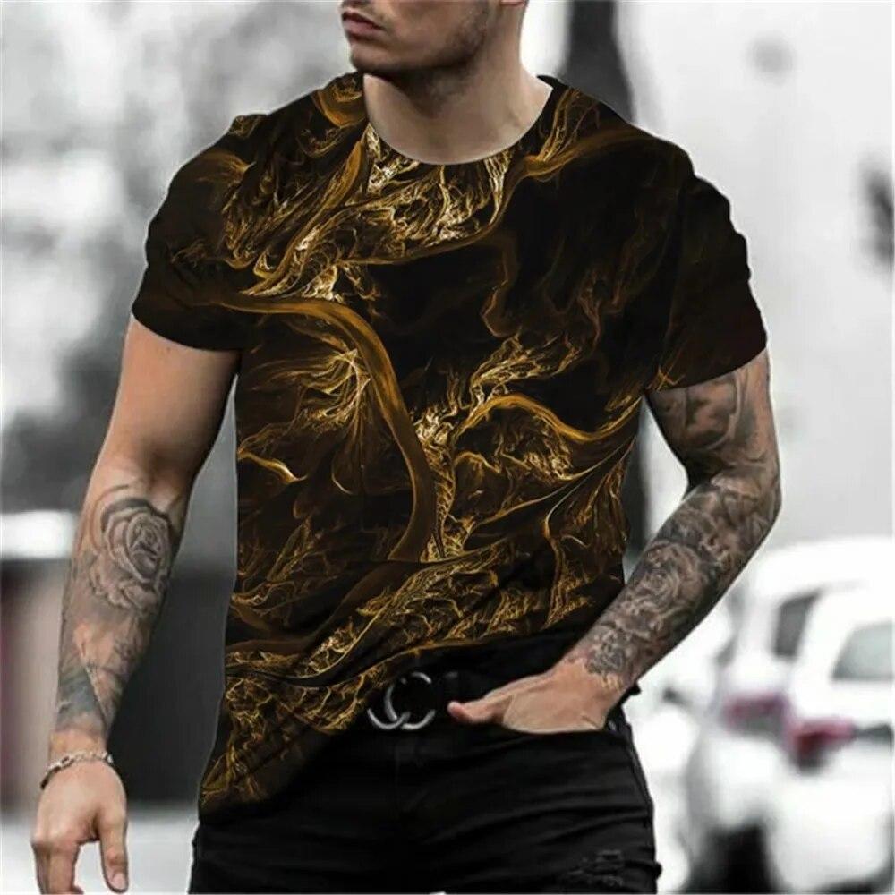 3D Cartoon Pattern Short Sleeve Summer Trend Fashion Street Hip Hop Style Loose Comfortable Round Neck T-Shirt Men Clothing