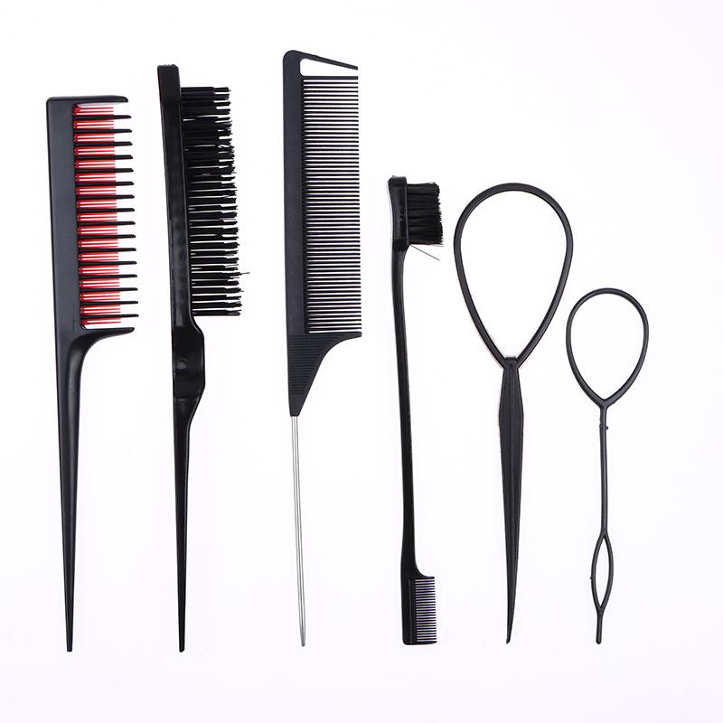 6/10Pcs Hair Styling Comb Set Teasing Hair Brush Triple Teasing Comb Rat Tail Combs Edge Brush Hair Tail Tools Braid Tool Loop