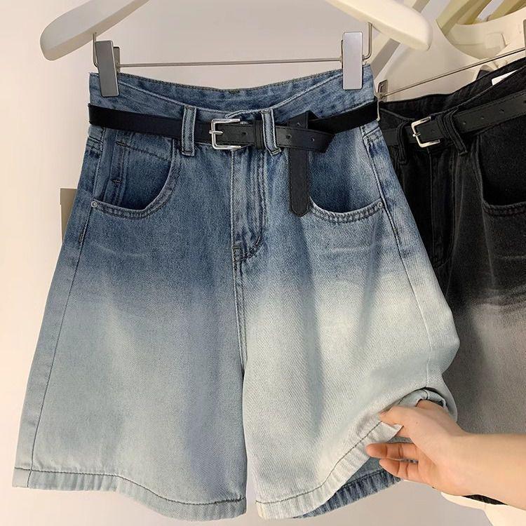 

Women s Retro Gradient High-Waisted Wide-Leg Jeans - 2026 Summer Fashion, Versatile, Slimming, Loose, Straight Mid-Length Pants L Fits 106-120