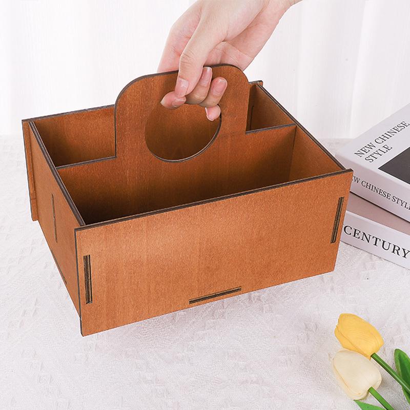 

1PC Removable Vintage Rectangular Storage Box Cosmetic Desktop Organizer Sundries Wooden Gift Box Portable Storage Box