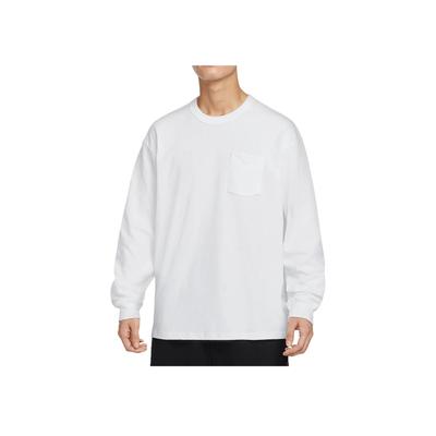 Esențiale Sport Premium Confortabil La Modă Casual Versatil Respirabil Buzunar Mânecă Lungă Tricou Bărbați topuri Alb DR7930-101