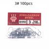 100Pcs/Box High Carbon Steel Fish Hook Durable High Strength Barbed Fishing Hooks With Ring For Carp Fishing Accessories