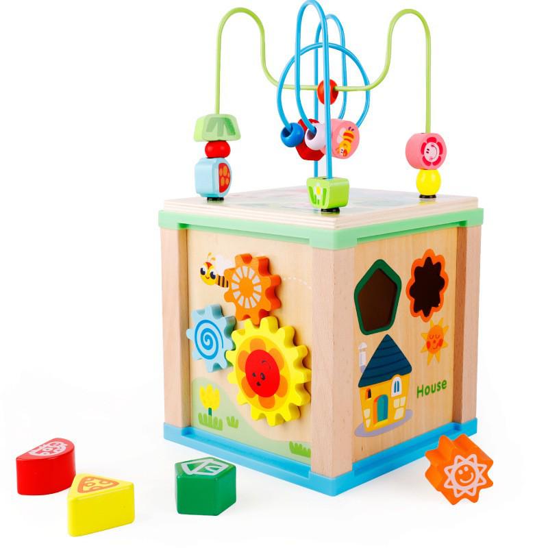 Children's Large Wooden Educational Bead Box: Multifunctional Toy for Early Intelligence Development