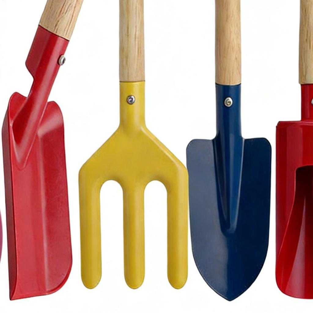 6Pcs Gardener Tool Set Kids Garden Trowel Shovel Rake Fork with Sturdy Wooden Handle Mini Garden Tools for Kids Gardening Set