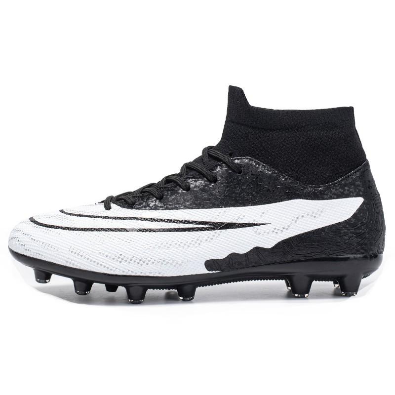 Mens Womens High-Top Football Cleats Turf Grass Fields Anti-Slip Rubber Sole Breathable Mesh Lining Synthetic Upper