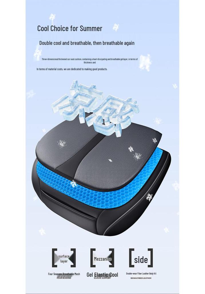 Leather & Gel Car Seat Cushion - Universal, All-Season Fit for MPVs, Sedans, Trucks, SUVs, Off-Road Vehicles