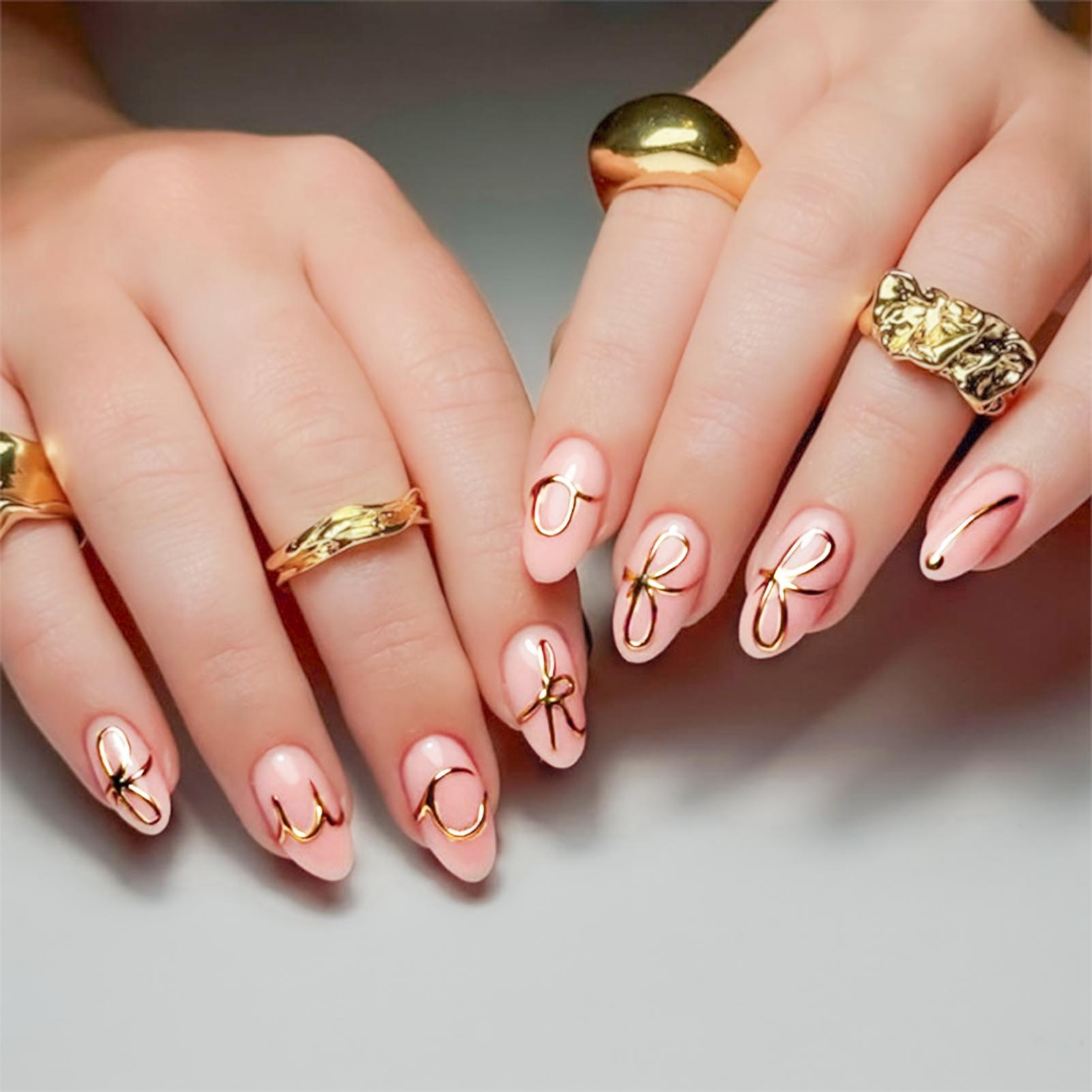 24PCS Glossy Nude Fake Nails with Gold Bowknot Chip-Proof Smudge-Proof Fake Nails for Manicure Lovers and Beauty Bloggers Tacitly Approve чёрный/красный