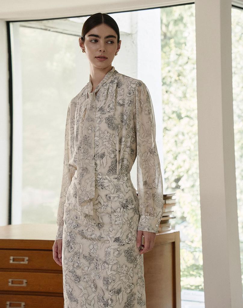 GIEMAR Flower Tie Blouse