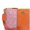 COACH Corner Zip Fabric With Pebbled Leather Clutch Small Women's Orange & Pink Monogram 5476-B4SCJ