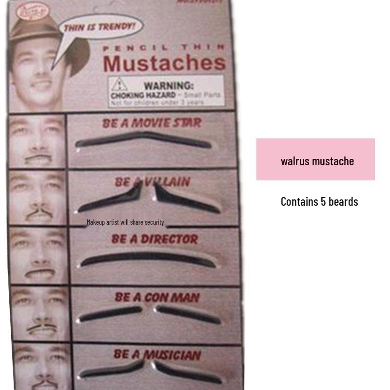 White Fake Beard & Moustache Halloween Costume Prop One Size