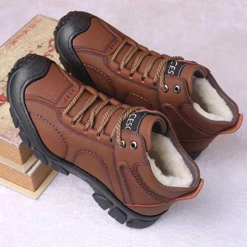 Men's Snow Boots Outdoor Hiking Casual High Top Fur Thick Plush Male Winter Shoes Quality Offer Fleece New In Cotton Shoe Luxury