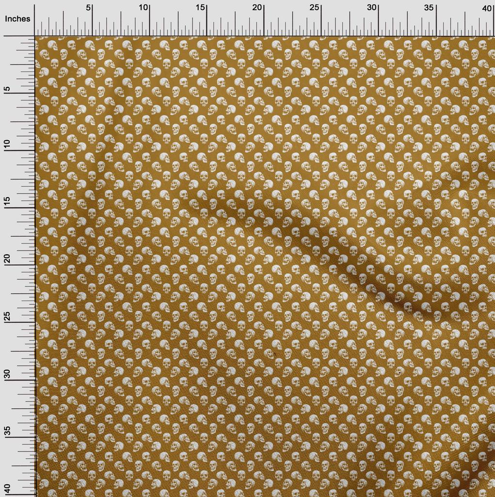 oneOone Cotton Flex Dark Mustard Fabric Skull Sewing Craft Projects Fabric Prints By Yard 40 Inch