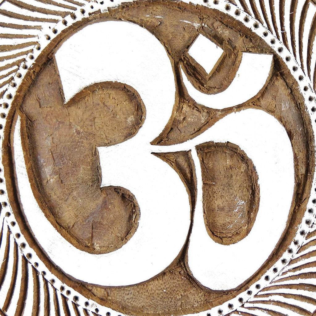 Om Design Wooden Stamp Round Shape Fine Art On Printing On Wall Paper Block