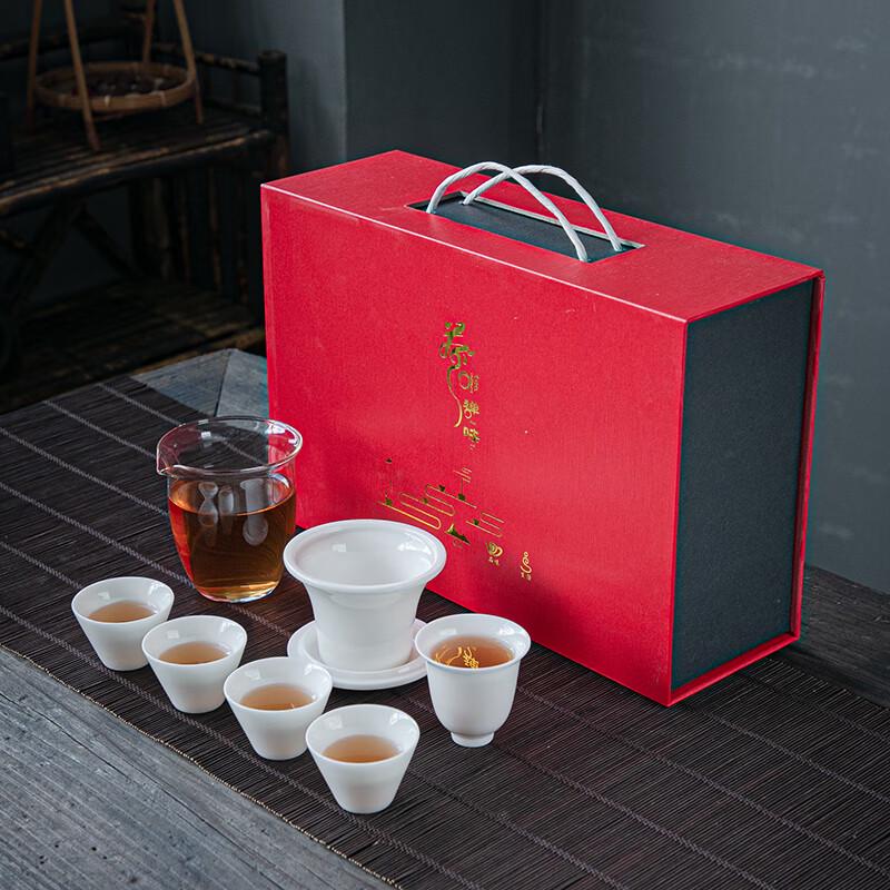 Tuopai Zen Collection 8-Piece Mutton Fat Jade Porcelain Tea Set