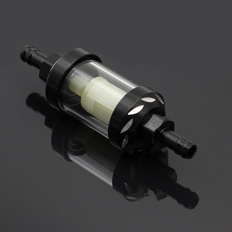 Motorcycle Gasoline Filter 8mm CNC Aluminum Universal Alloy Glass Gas Fuel for Motocross Bike ATV Quad Parts Accessories