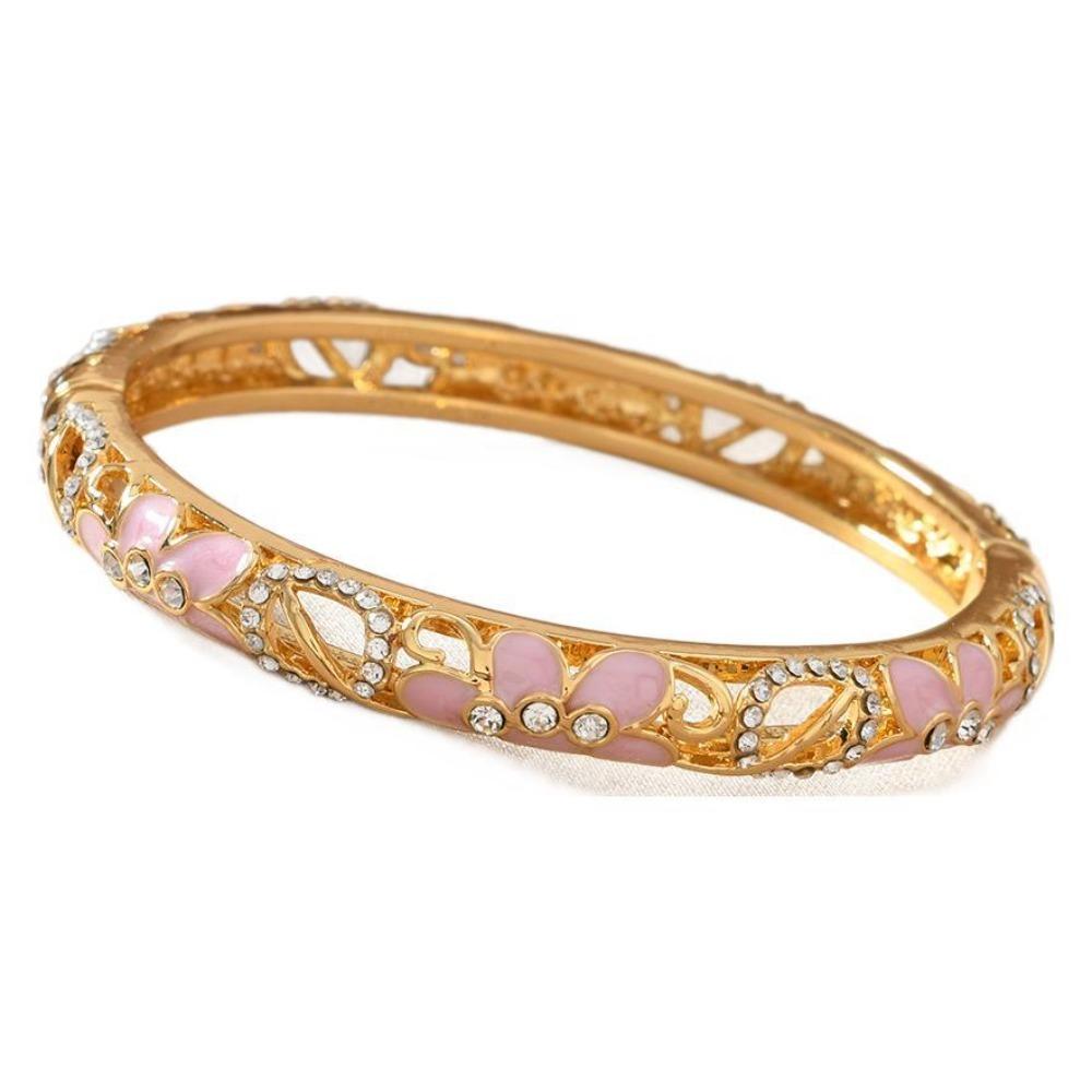 Shiny Vintage Cloisonne Bangle Ethnic Hollow Out Flower Bangle Drip Oil Enamel Bracelet  Girls