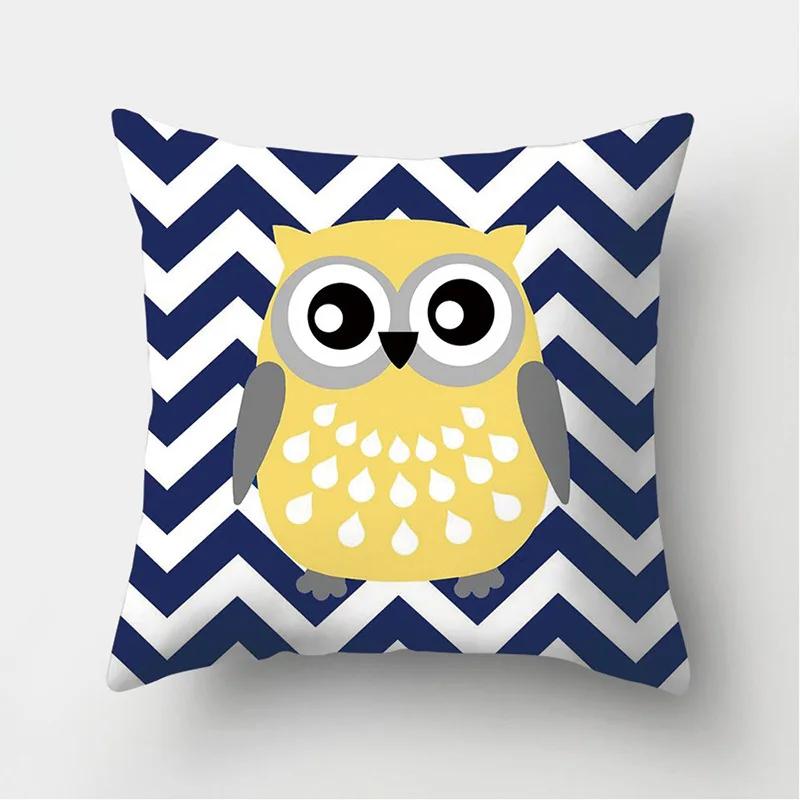 Красочная скандинавская сова Наволочка Декор Милый Мультяшный Животный Чехол на Подушку для Дивана Наволочка Белка Наволочки 45x45см 12x12Inch