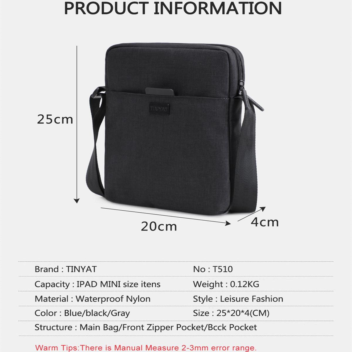 TINYAT Мужские сумки Легкая холщовая сумка на плечо для Ipad Повседневные сумки через — фото 11