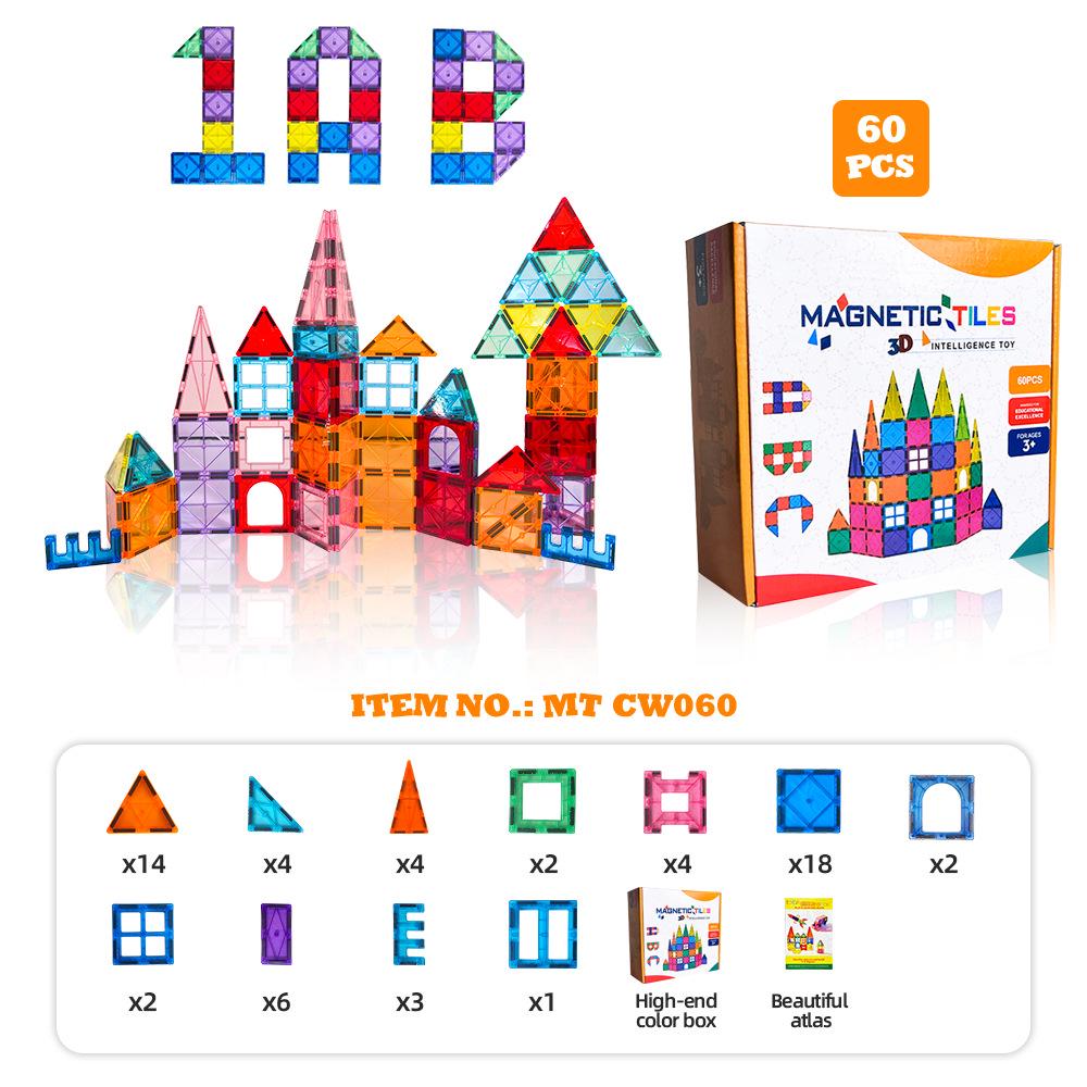 

Набор из 60 магнитных строительных блоков - Образовательная тема витражей Set