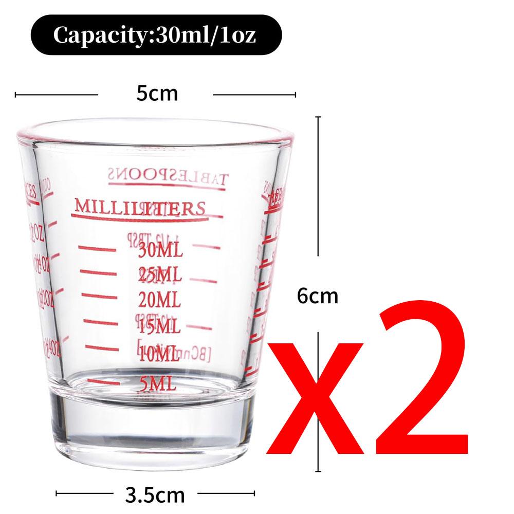 Shot Glass Measuring Cup, Thick Base Liquid Measuring Cup for Espresso Shot Glass,Measuring Glasses,4 Different Units of Measure