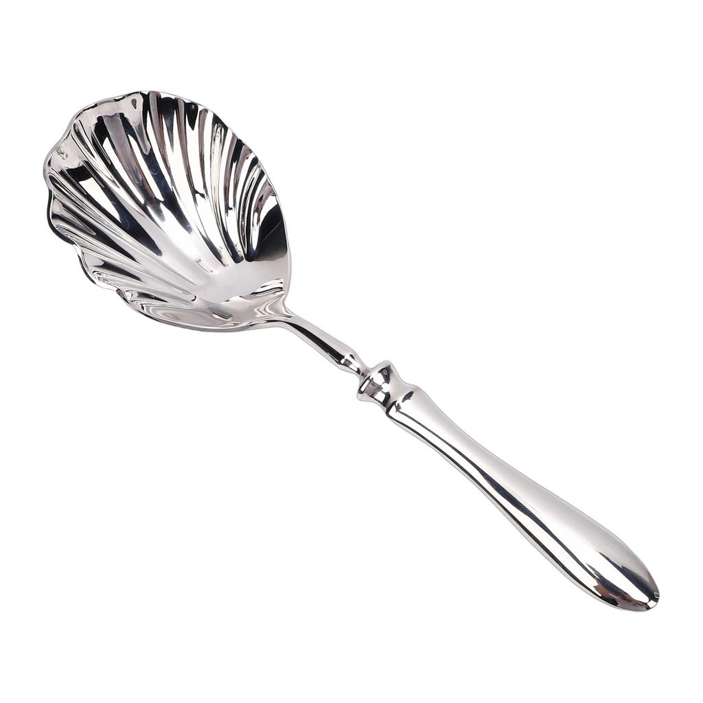 Shell Shape Spoon Stainless Steel Serving Spoon with Ergonomic Handle for Dessert Cake Ice Cream