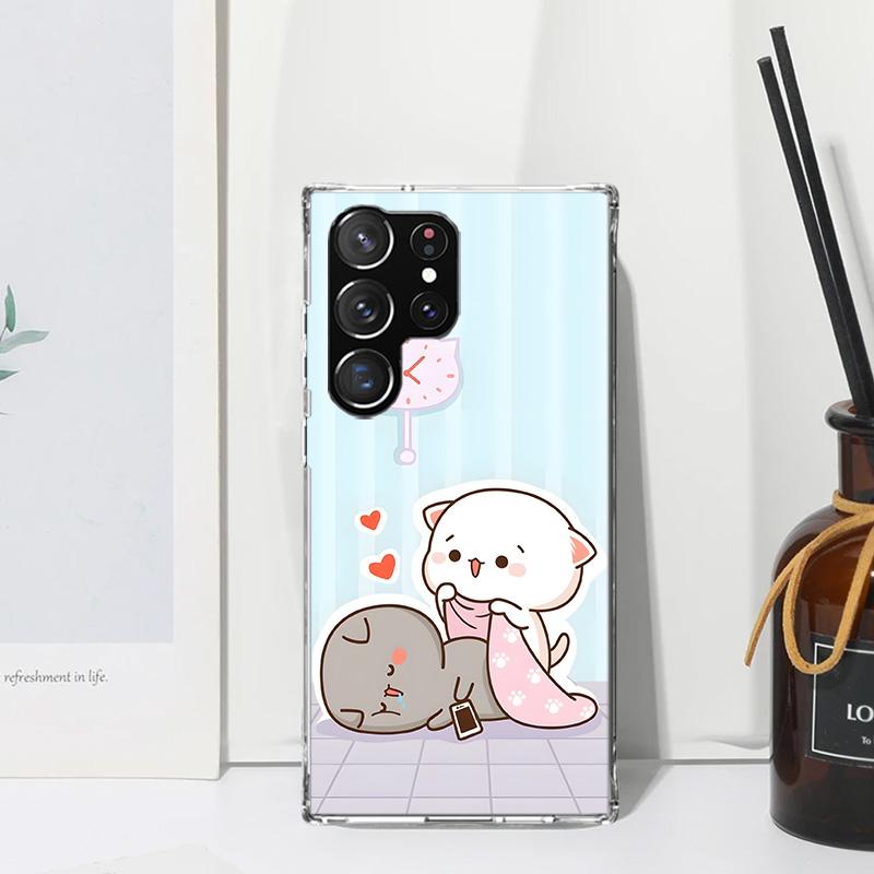 Cute Peach Goma Cat Phone Case For Samsung Galaxy S26 S25 Edge S24 FE S23 S22 Ultra S21 Plus S20 + Art Fundas Back Cover Galaxy