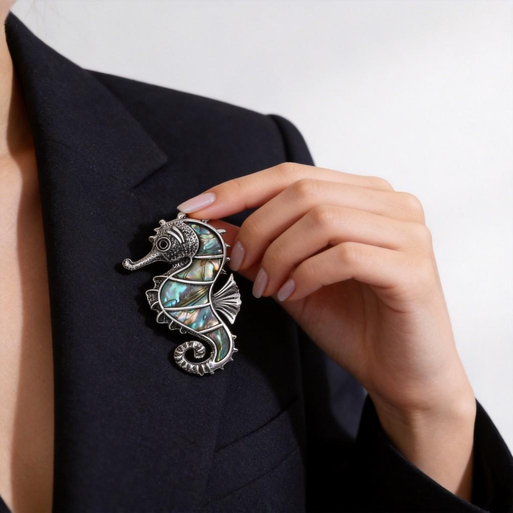 Marine Animal Seashell Brooch Pin With Necklace Pendant For Women Summer Fashion Accessory