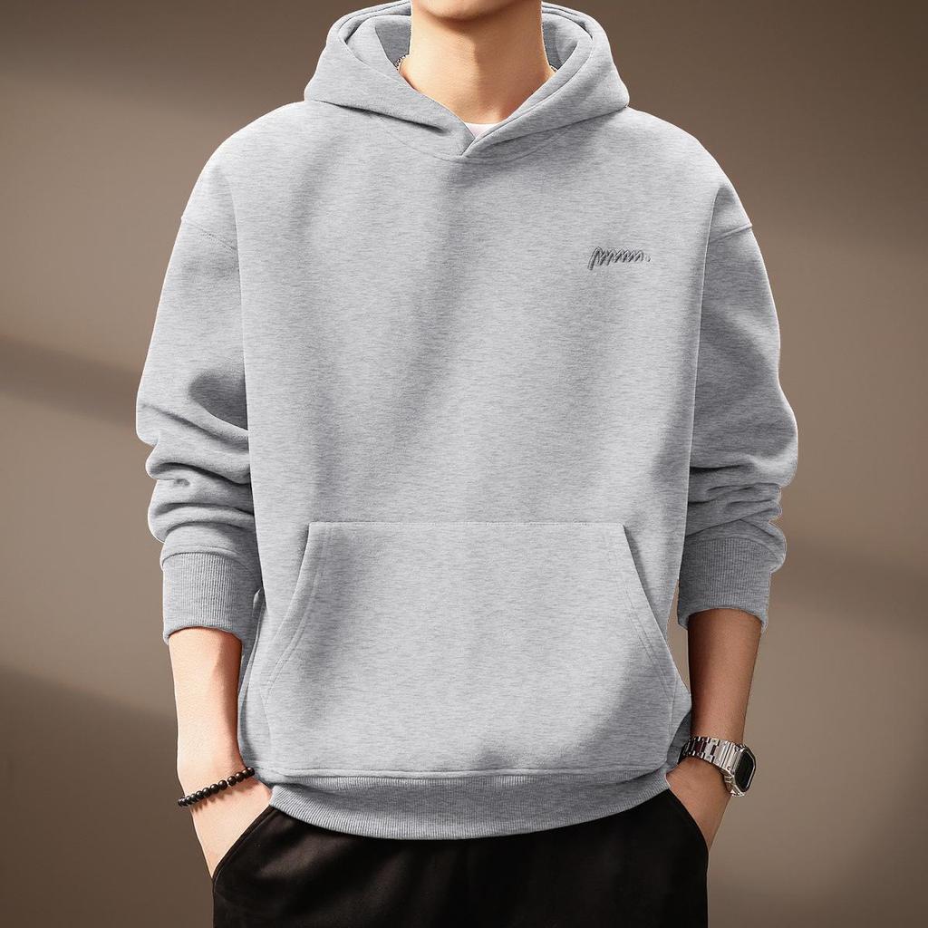 Herren Hoodie mit schwerem Stoff 420g, bestickt mit amerikanischem Buchstaben - Herbst/Winter Neuer Stil, lockere Passform