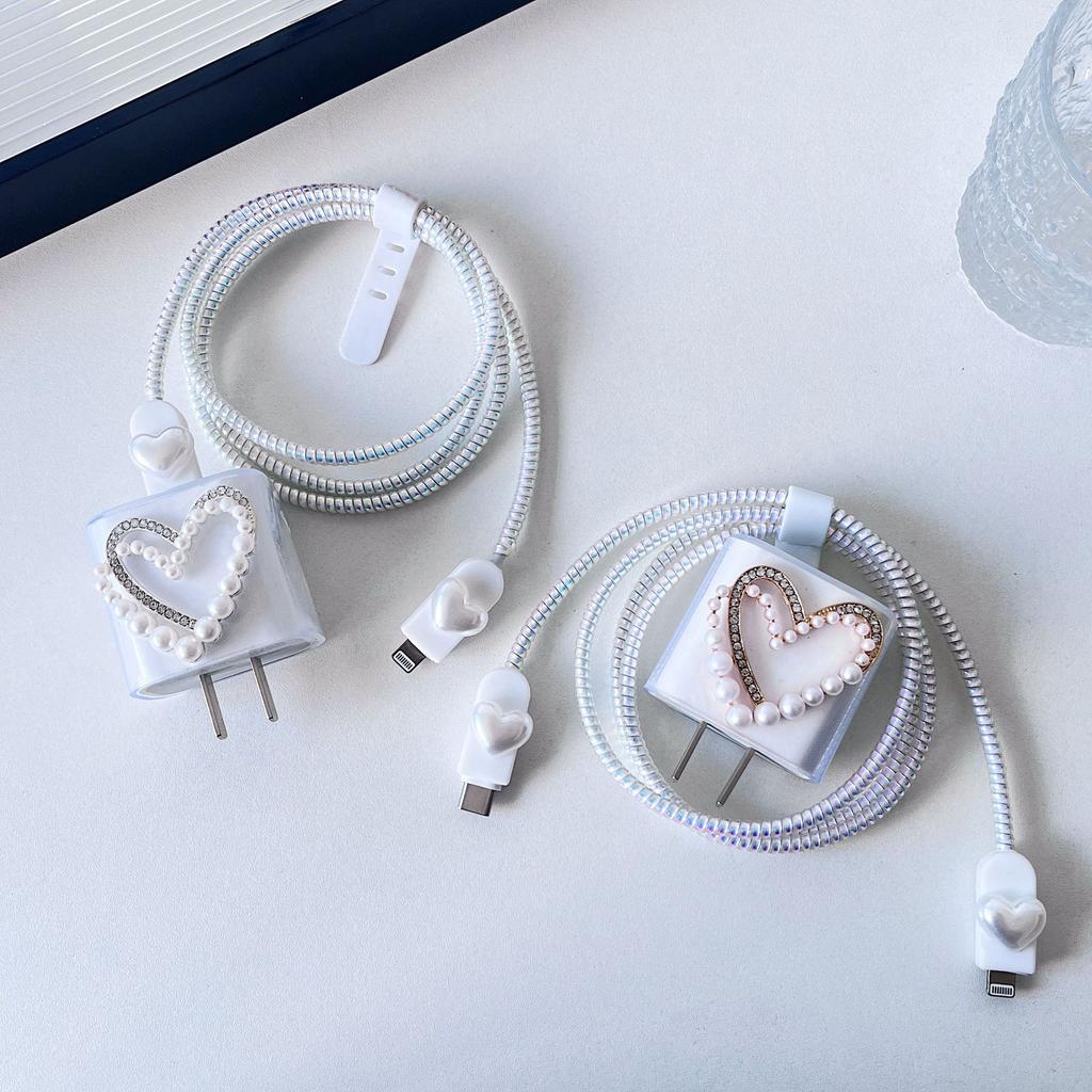 Flash Diamond Love Applies To Apple 14 Charger Protective Case iPhone13 Data Cable 20w Fast Charging Head 15Pro