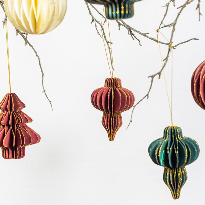 1ks Lampion Elegantní Ozdoba Slavnostní Papírová Odolná Ozdoba Klasický Vánoční Stromek Romantický Plástvový Jemný