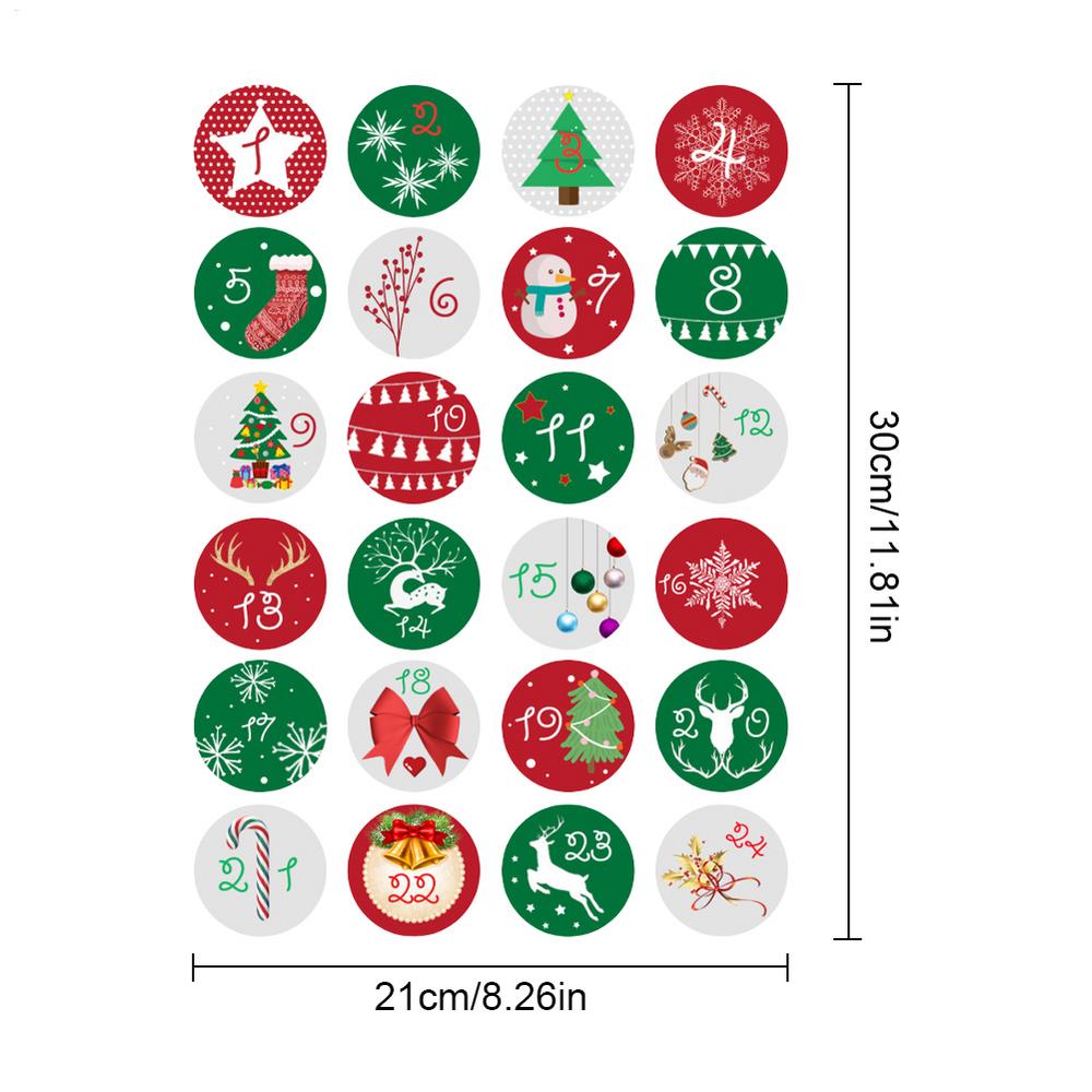 

1-24 Christmas Advent Calendar Number Paper Stickers DIY Gifts Baking Package Envelope Stationery Xmas Party Seal Label Stickers