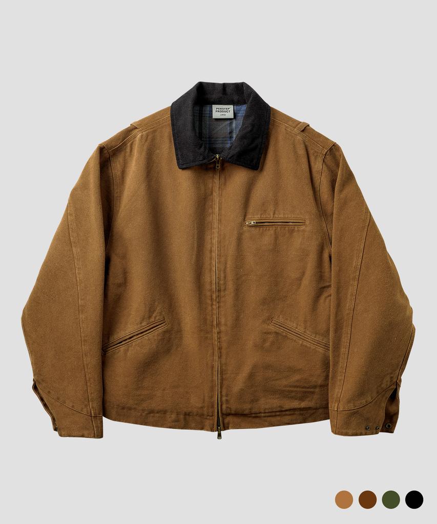 Perstep Heavy Washed Oversized Work Jacket Brown Smot4658
