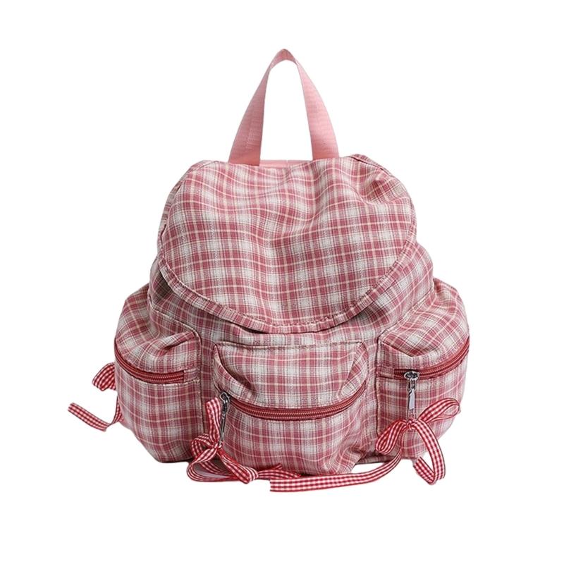 Plaids Backpacks Japanese Styles Casual Daypacks Student School Backpacks Retro Backpacks Travel Bag for Daily