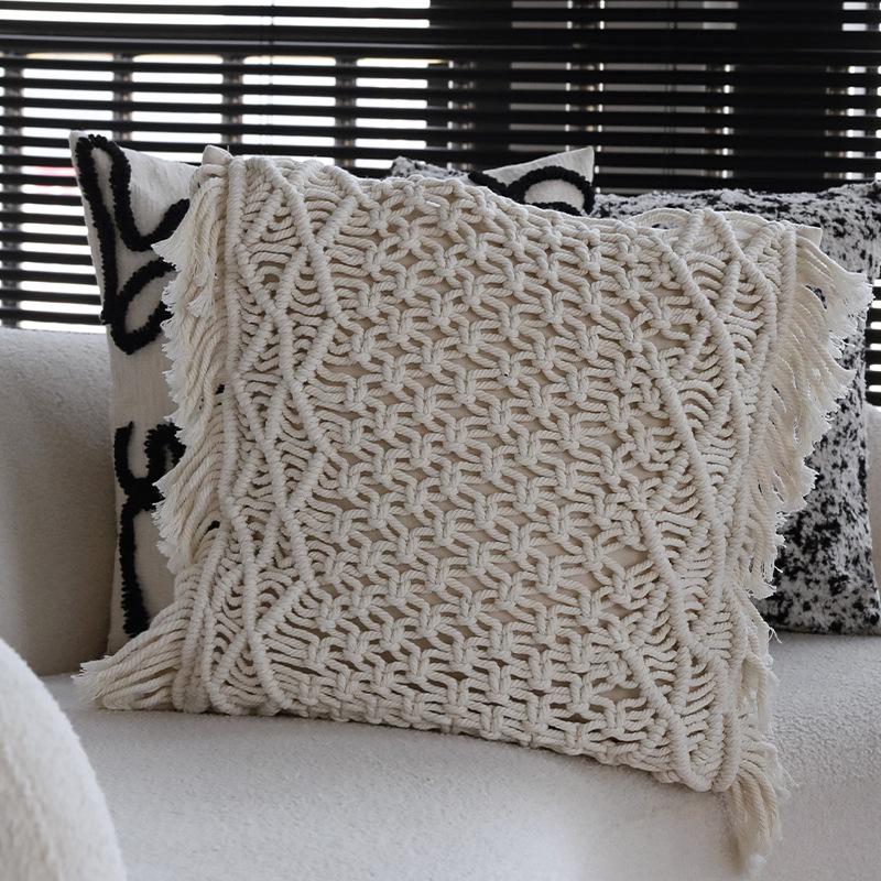 Wabi-sabi Style Pillow Case, Bohemian Style Tufted Tassel Pillow, Cushion Cushion Cover, Sofa B&B Hotel Pillow