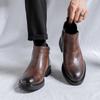 Side Zipper Mens Chelsea Boots British Style Ankle Boots Punk Style Male Motorcycle Boots Versatile Non-Slip Men Casual Footwear