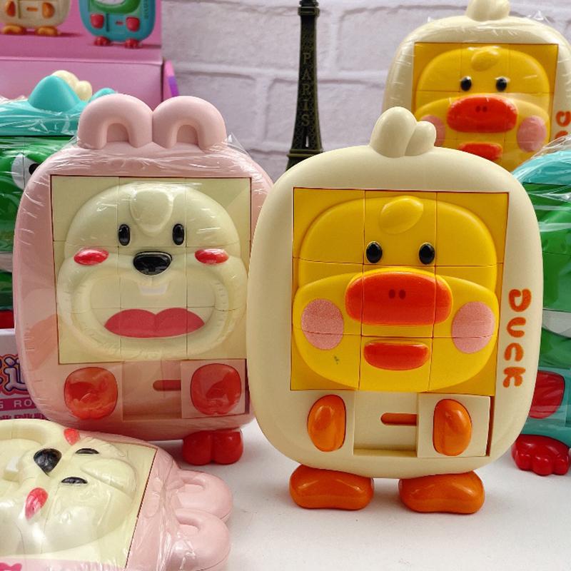 Cartoon Dinosaur Slide Puzzle Game Huarong Road Puzzle Board Educational Smart Logic Board Game for Children Ages 2-6 Travel Toy