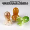 Octopus Head Honey Wax Resin Meridians Head Comb Portable Shoulder Neck Massager Soothing Meridian Massage Comb