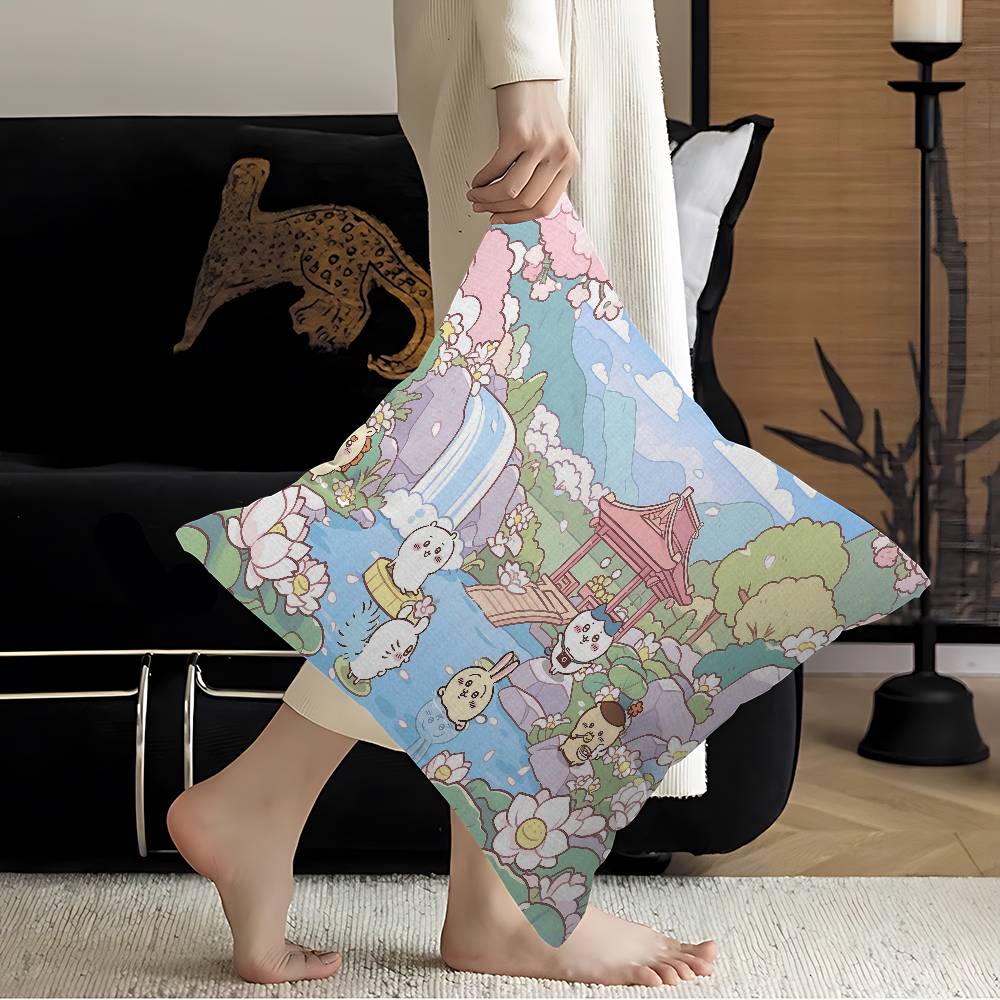 Cute Cartoon C-Chiikawas Pillow Cushion Cover Pillowcase Living Room Sofa Home Decor