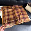 British plaid printed scarf imitation silk retro high-end sunscreen shawl neck square scarf scarf silk scarf headscarf
