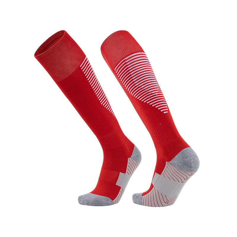 Towel Bottom Long Tube Football Socks Colored Pattern Non-Slip Sweat-Absorbing Paint Sports Socks Adult Breathable Professional Football Training adult size красный