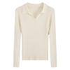 Solid Color V-Neck Long Sleeve Knit Sweater Top for Women, Spring 2025 Slim Fit