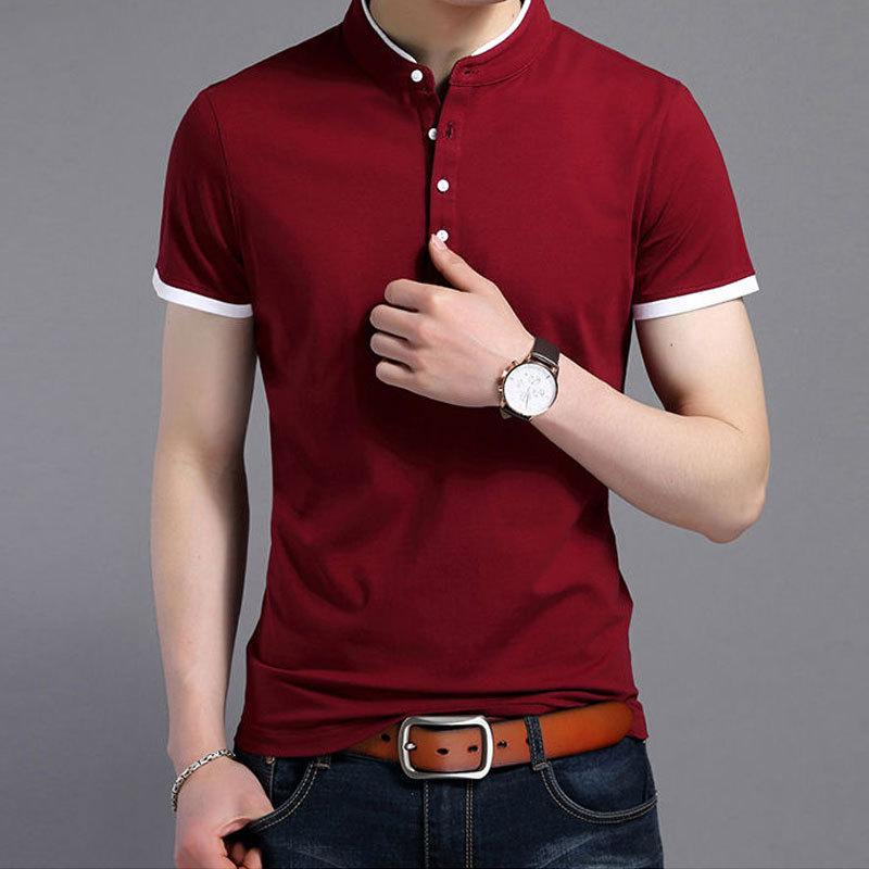 Short-Sleeved T-shirt Men's Summer New Stand Collar Polo Shirt Men Half-Sleeve Bottoming Shirt