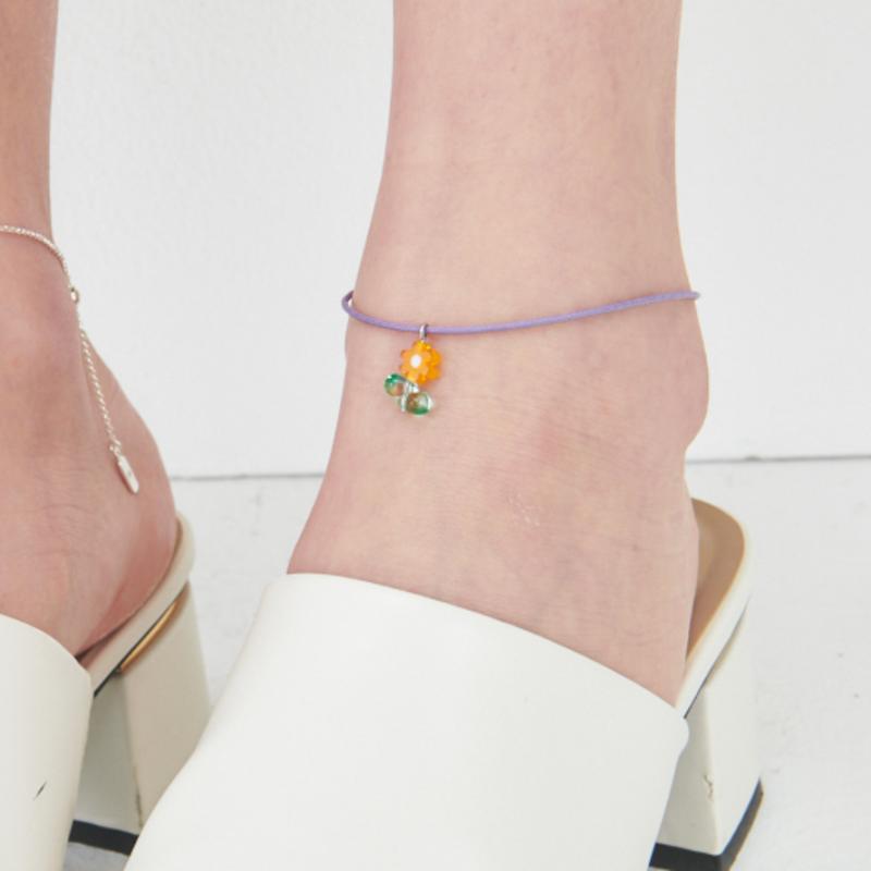 UNI.J Fresh Flower Cord Silver Anklet Iak42 [Silver]